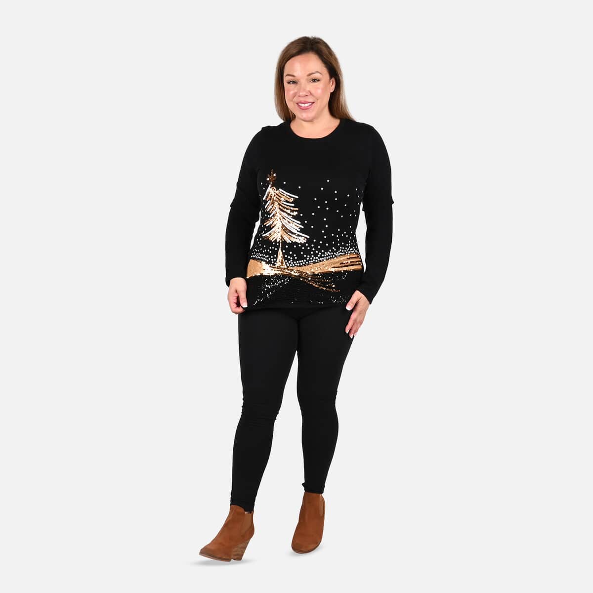 Tamsy Black and Gold Holiday Sweater - XXL image number 0