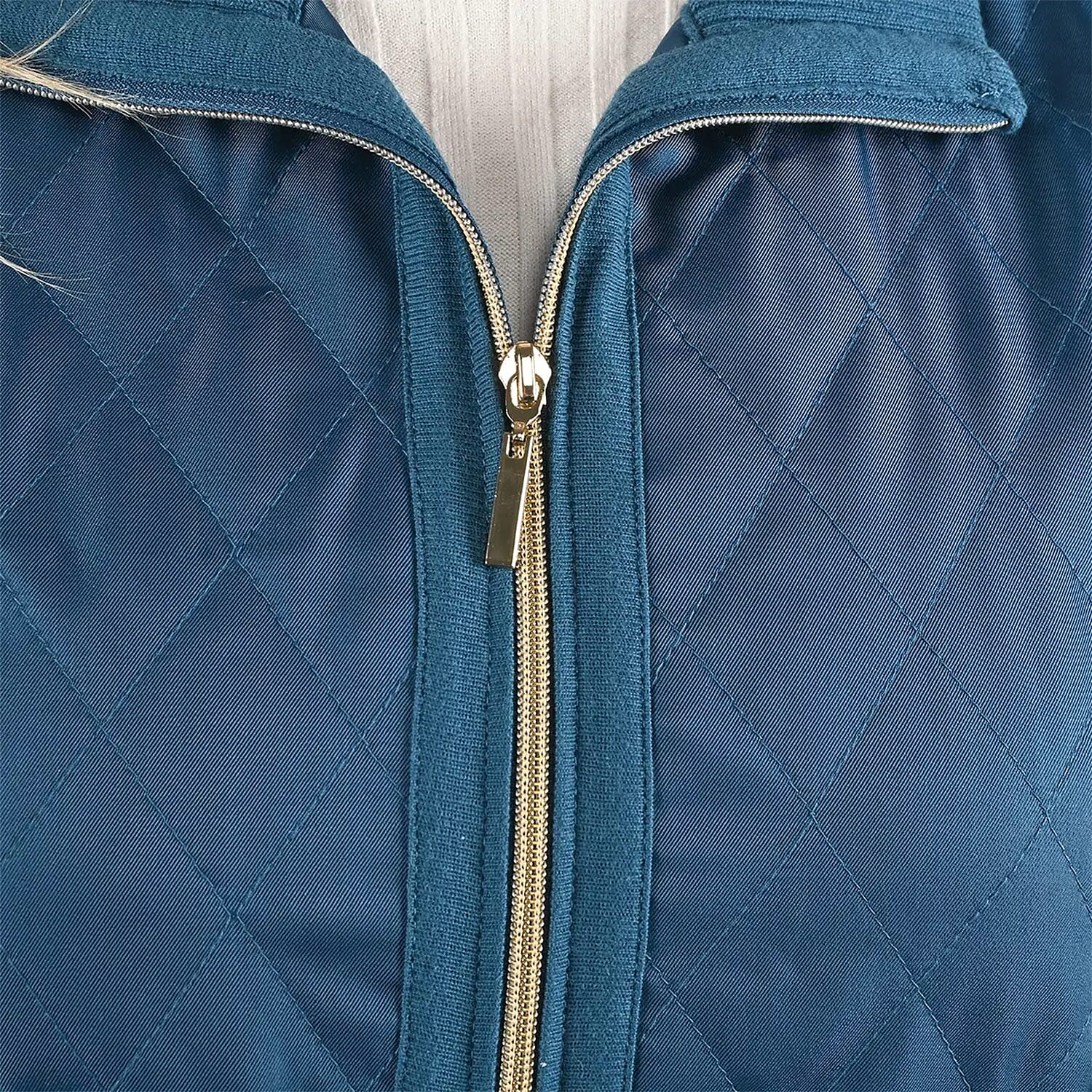 Buy Tamsy Teal Quilted Knit Zip Front Vest - XL at ShopLC.