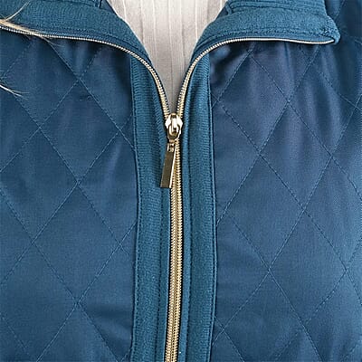 Tamsy Teal Quilted Knit Zip Front Vest - XL