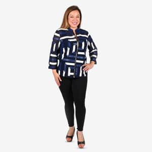 Tamsy Navy and White Patchwork Jacket - XS