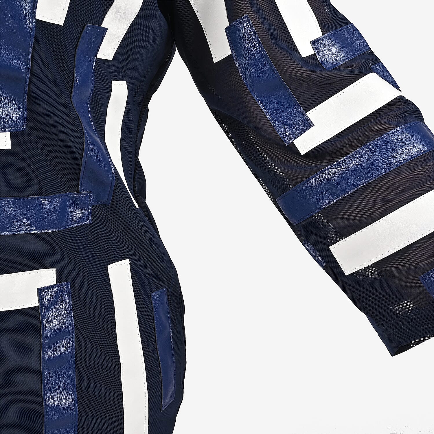 Tamsy Navy and White Patchwork Jacket - XS