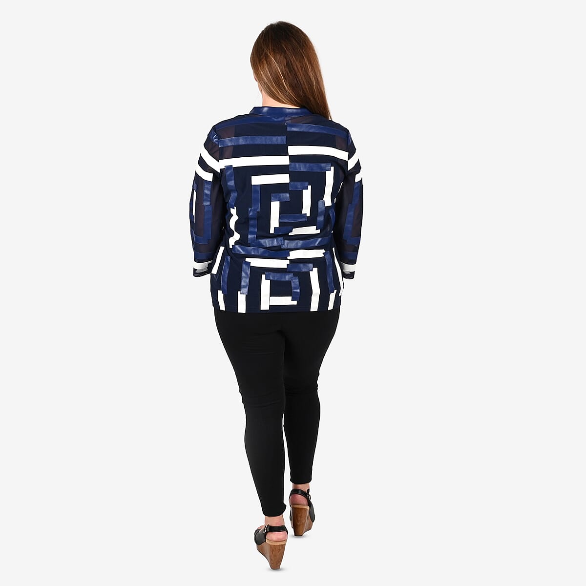 Tamsy Navy and White Patchwork Jacket - XL image number 1