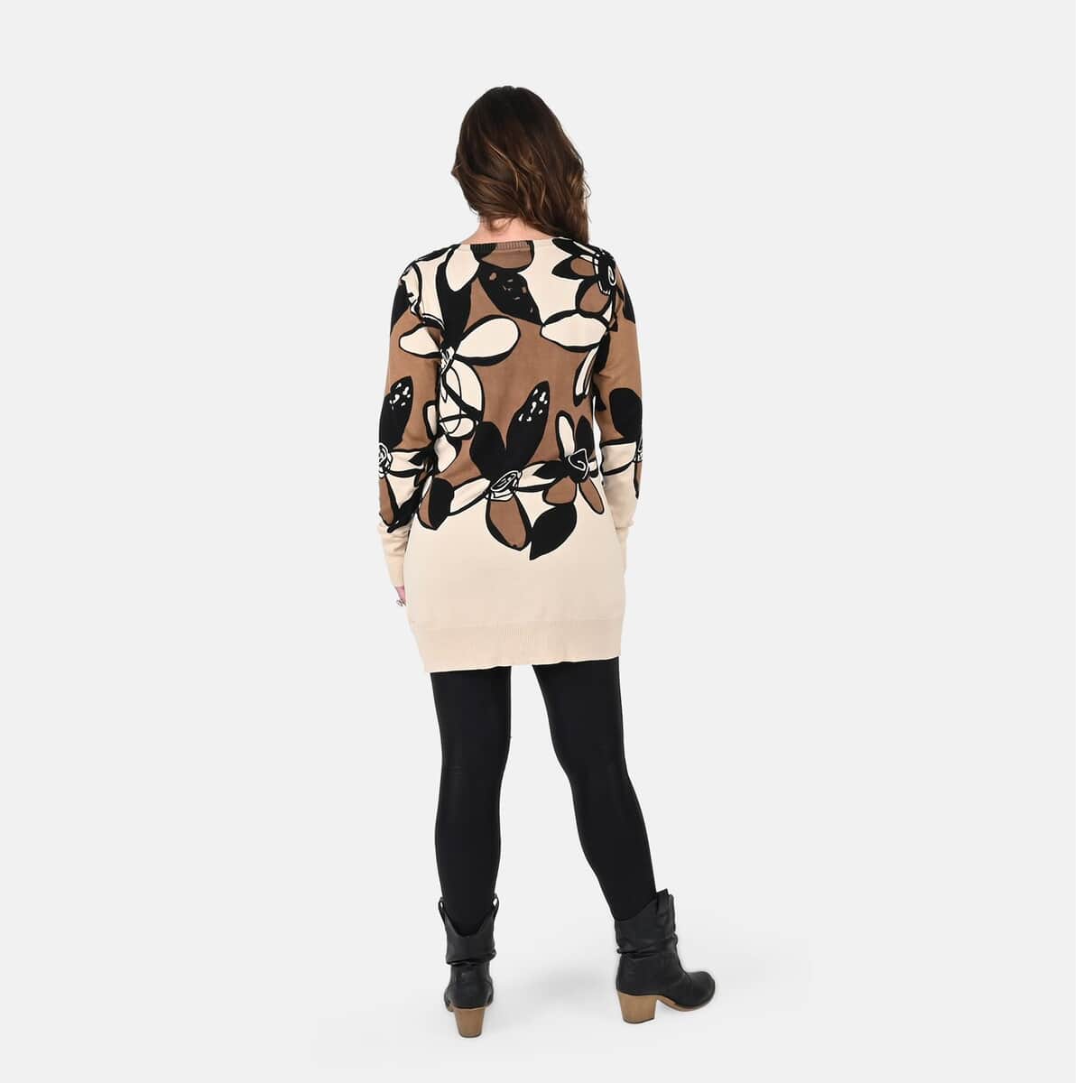 Tamsy Brown and Cream Floral Cardigan - S image number 1