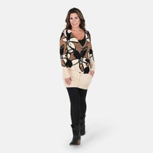 Tamsy Brown and Cream Floral Cardigan - L