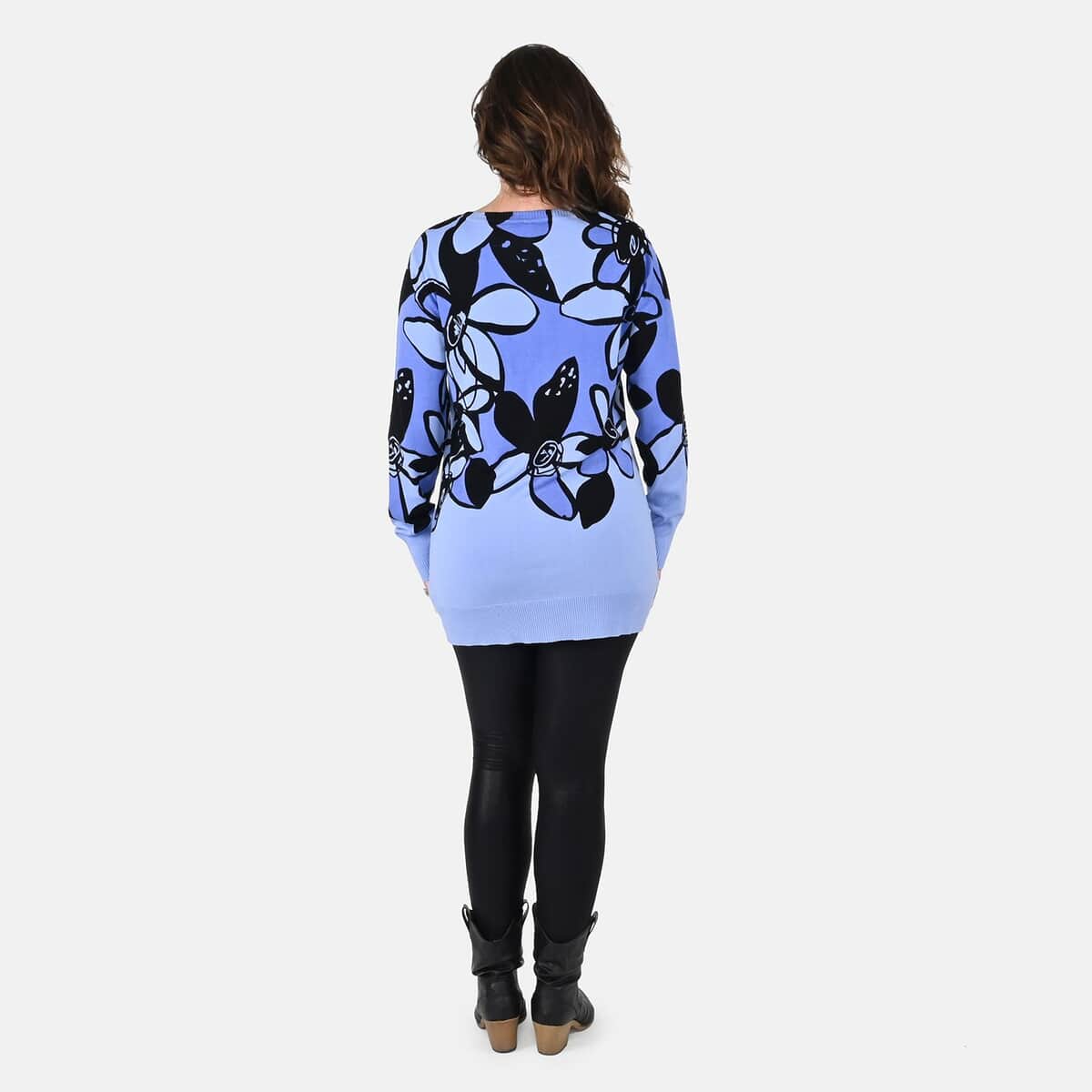 Tamsy Navy and Blue Floral Cardigan - M image number 1