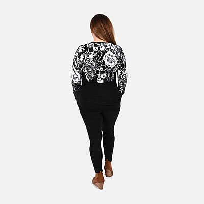 Tamsy Multi Color Floral Cardigan with Crystal Buttons - S