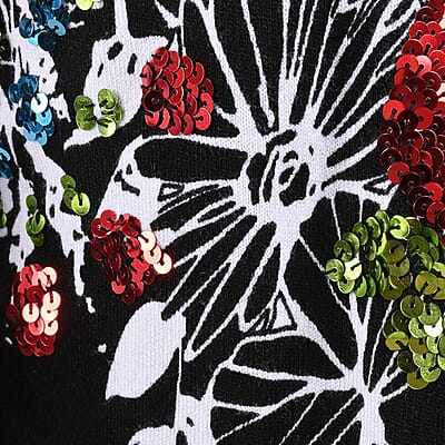 Tamsy Multi Color Floral Cardigan with Crystal Buttons - S