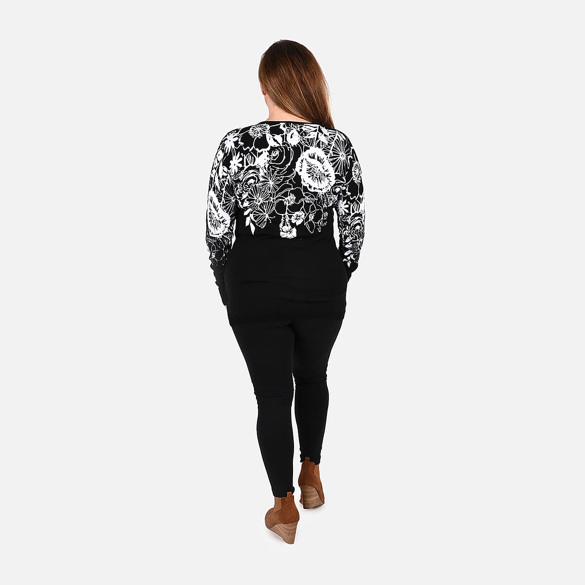 TAMSY Multi Color Floral Cardigan with Crystal Buttons - 2X image number 1