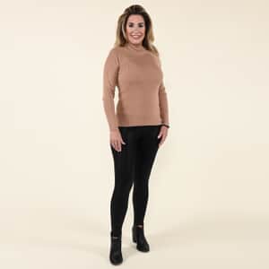 Tamsy Brown Knit Turtleneck Sweater - S