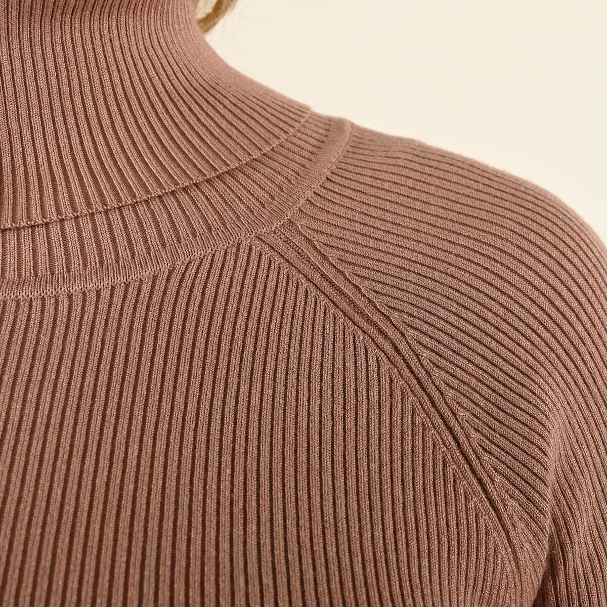 Tamsy Brown Knit Turtleneck Sweater - S image number 3