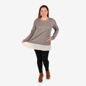 Tamsy Gray Knit and Chiffon Layered Sweater - S