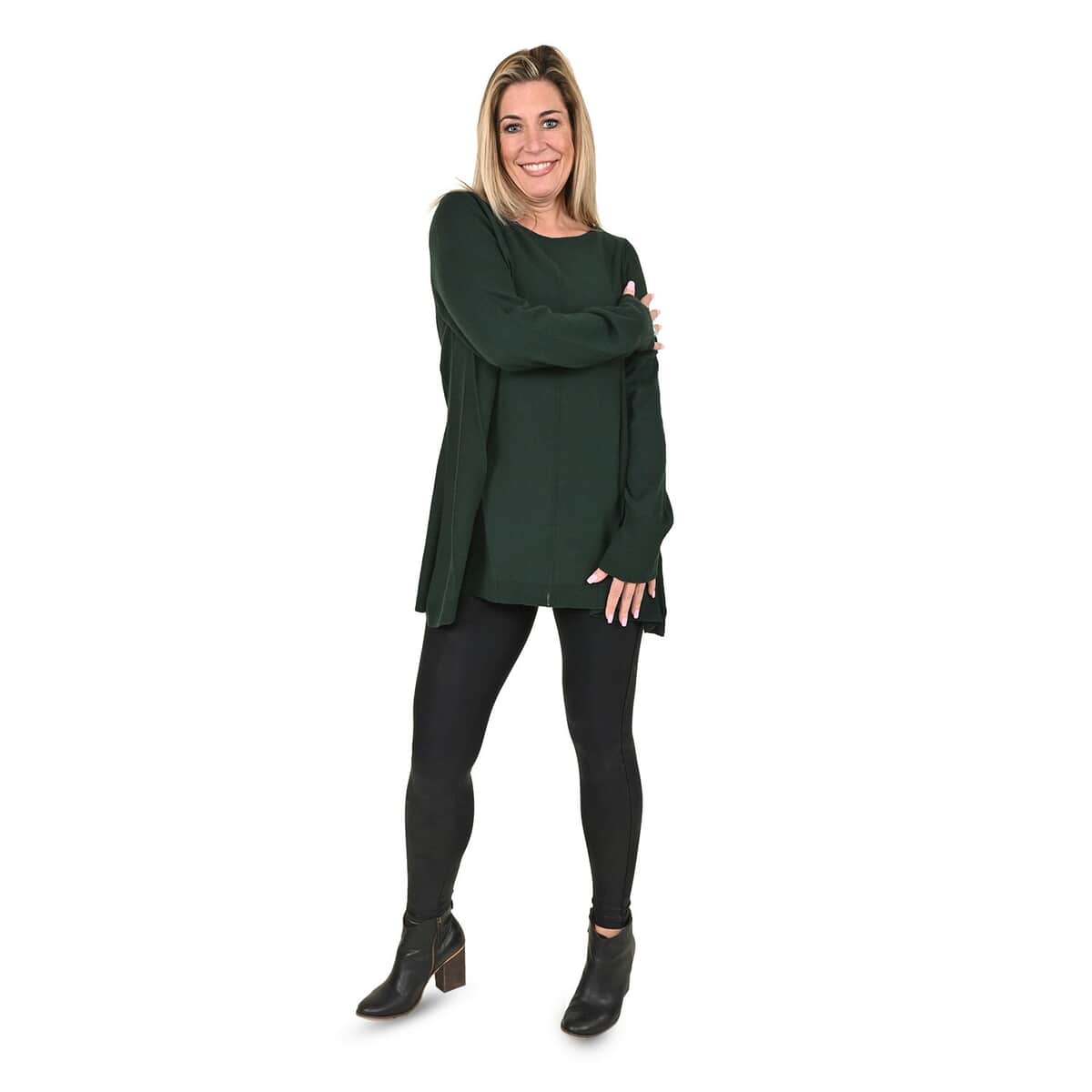 TAMSY Green Button Down Cardigan with Lace Trim - XS image number 0
