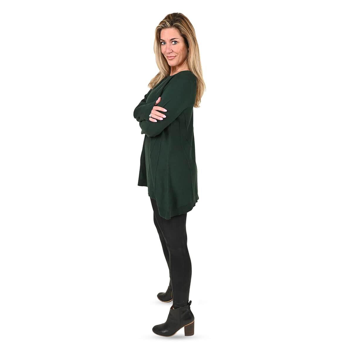TAMSY Green Button Down Cardigan with Lace Trim - XS image number 2