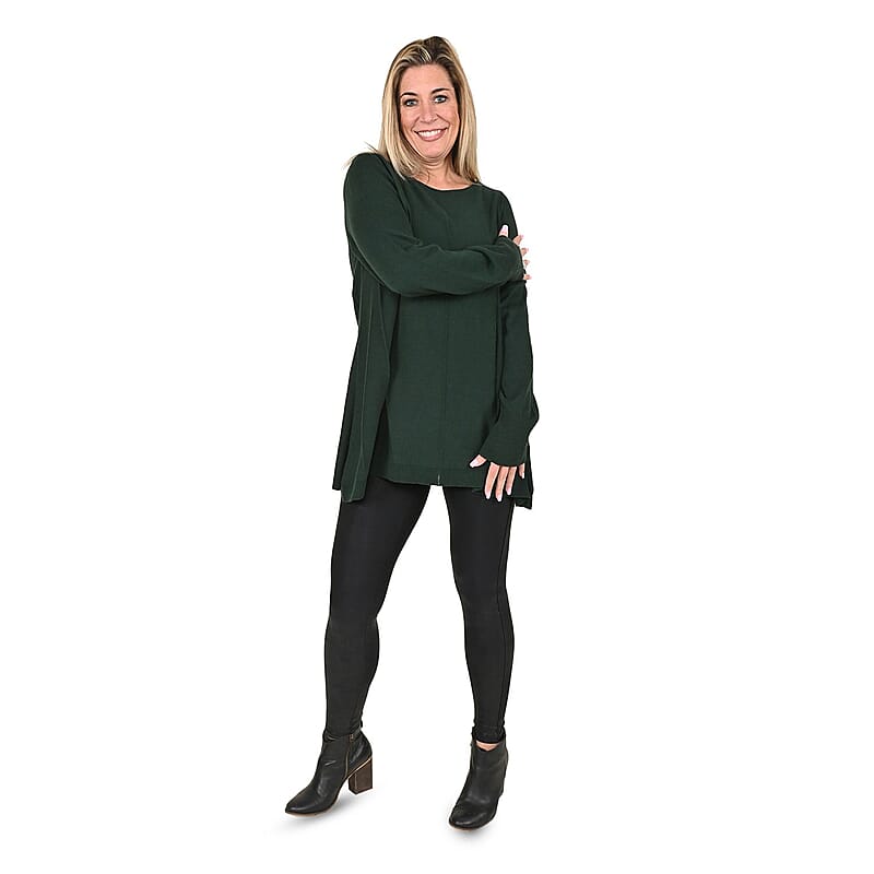 Tamsy Green Button Down Cardigan with Lace Trim - L