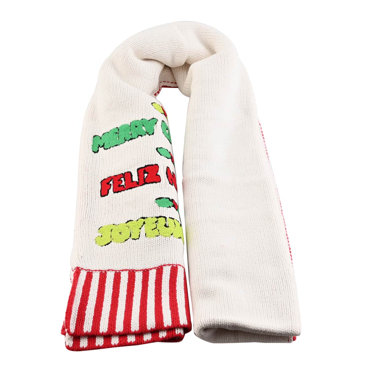 WHOOPI GOLDBERG Holiday Collection Merry Christmas Greetings Scarf - One Size Fits Most (MADE IN THE USA) image number 0
