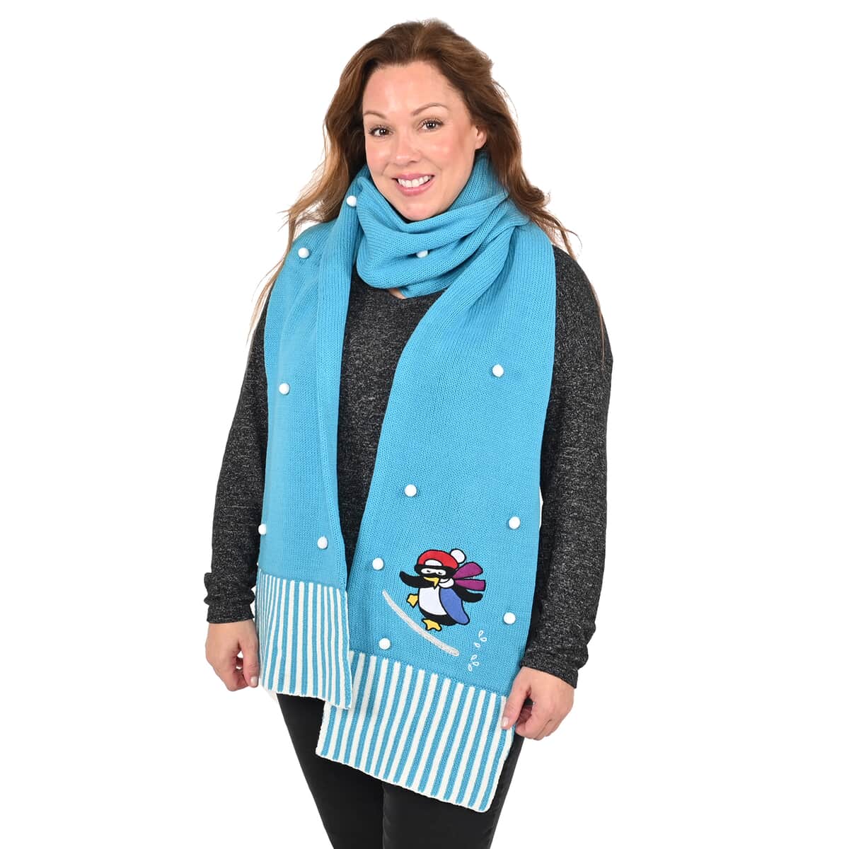 WHOOPI GOLDBERG Holiday Collection Penguin Scarf - One Size Fits Most (MADE IN THE USA) image number 1
