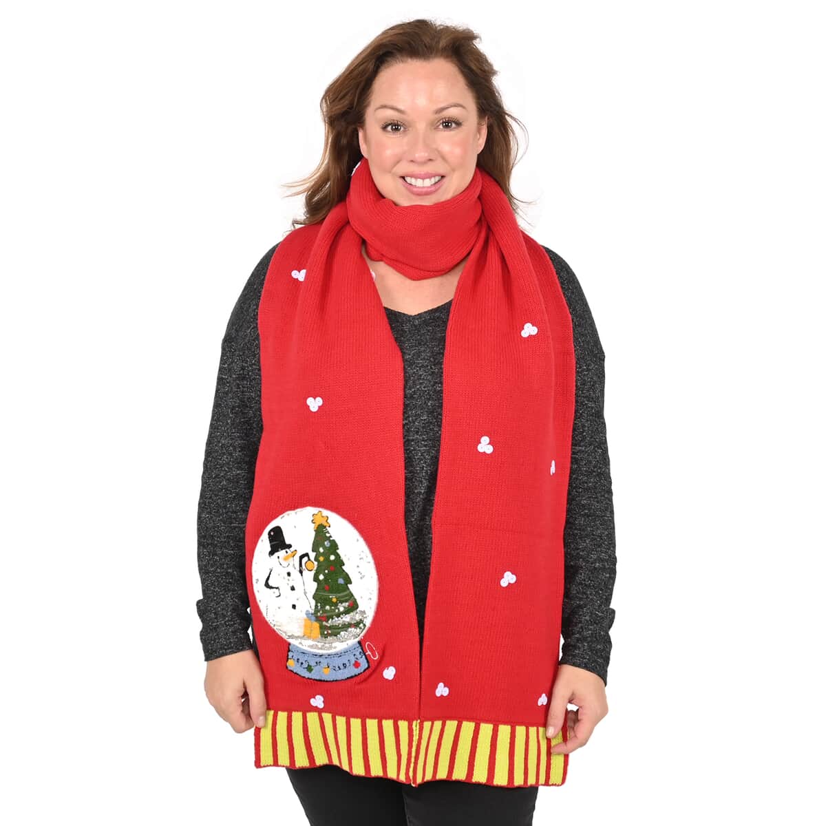 WHOOPI GOLDBERG Holiday Collection Snowman Scarf - One Size Fits Most (MADE IN THE USA) image number 1