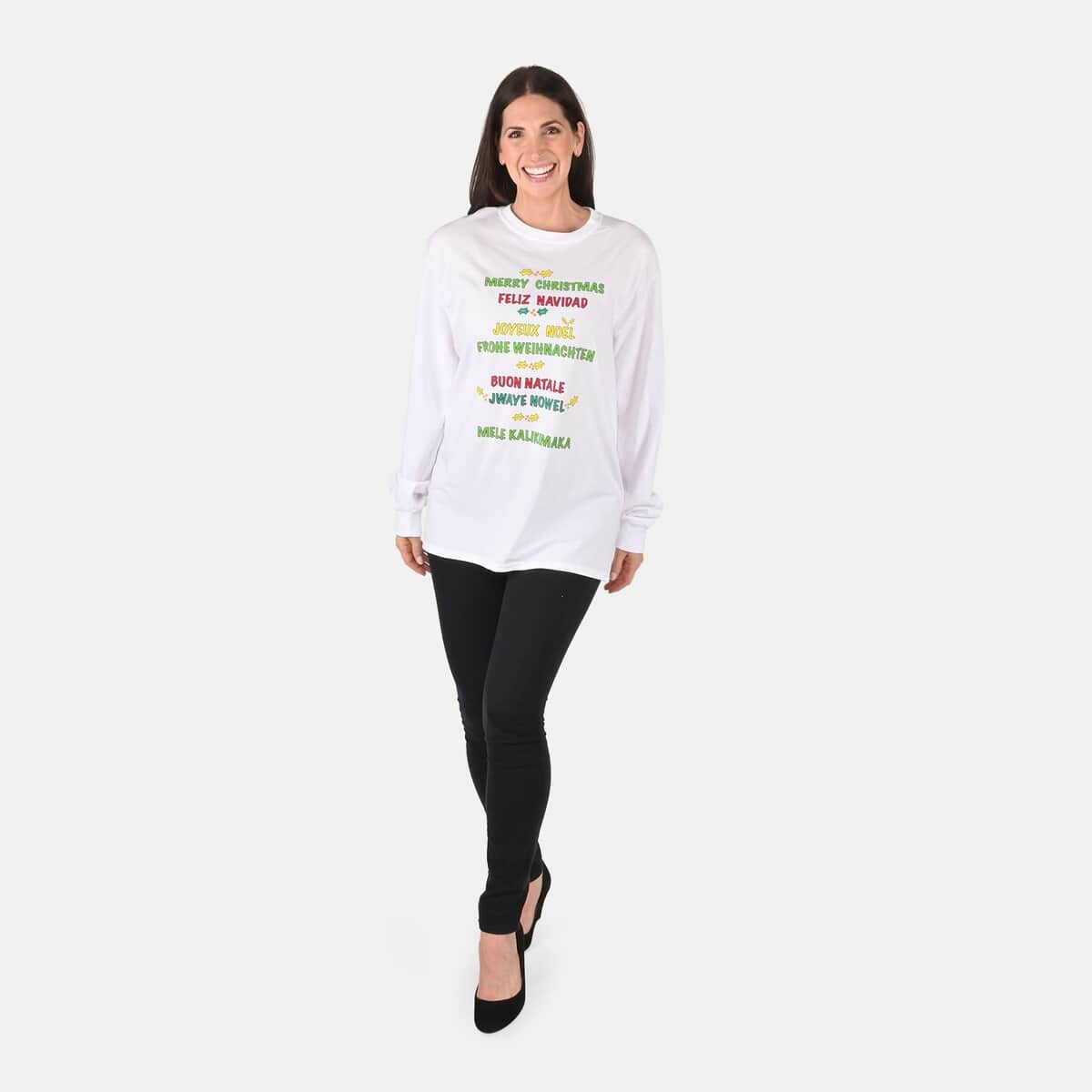 WHOOPI GOLDBERG Holiday Collection Merry Christmas Greetings Long Sleeve Shirt - Small (MADE IN THE USA) image number 0