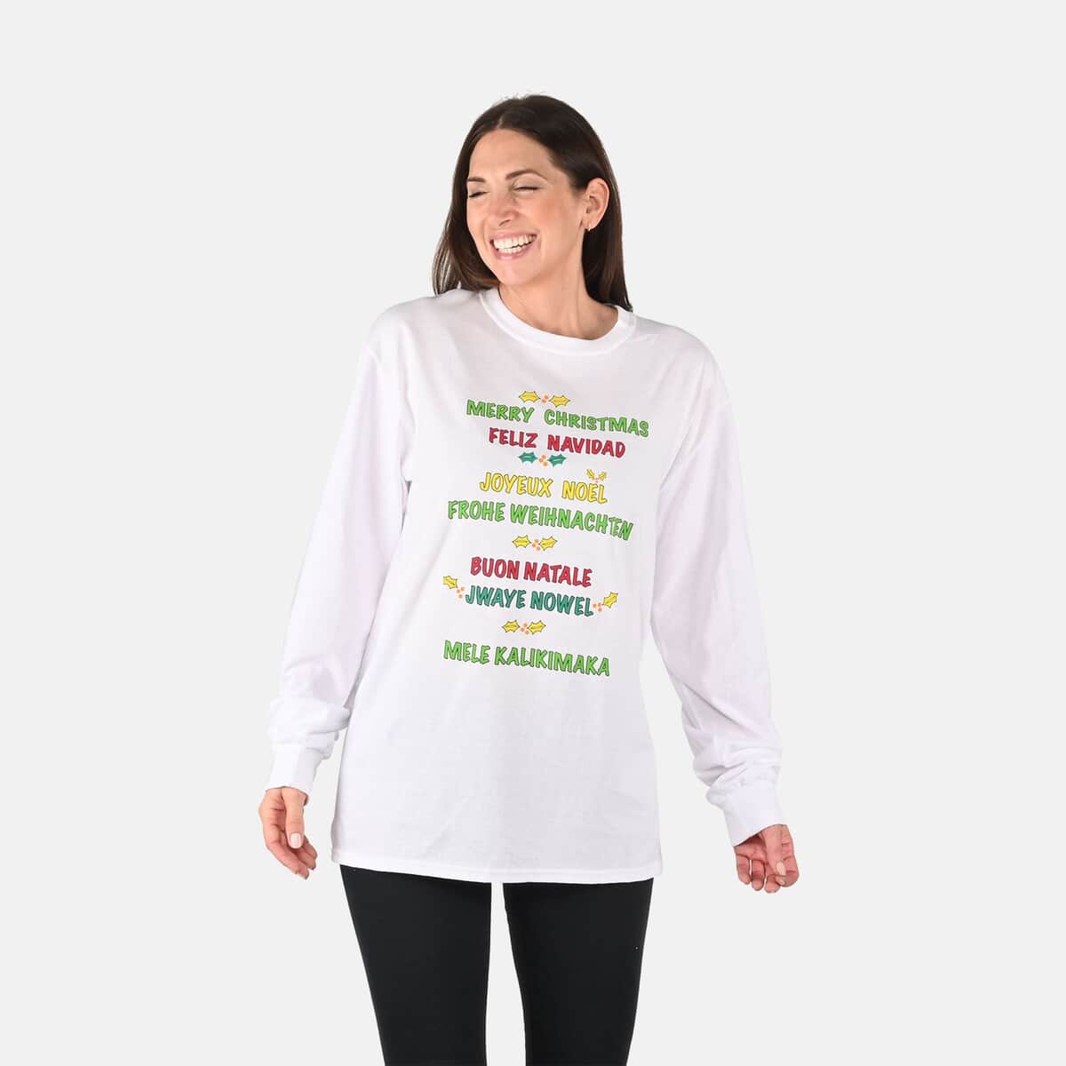 WHOOPI GOLDBERG Holiday Collection Merry Christmas Greetings Long Sleeve Shirt - Small (MADE IN THE USA) image number 3