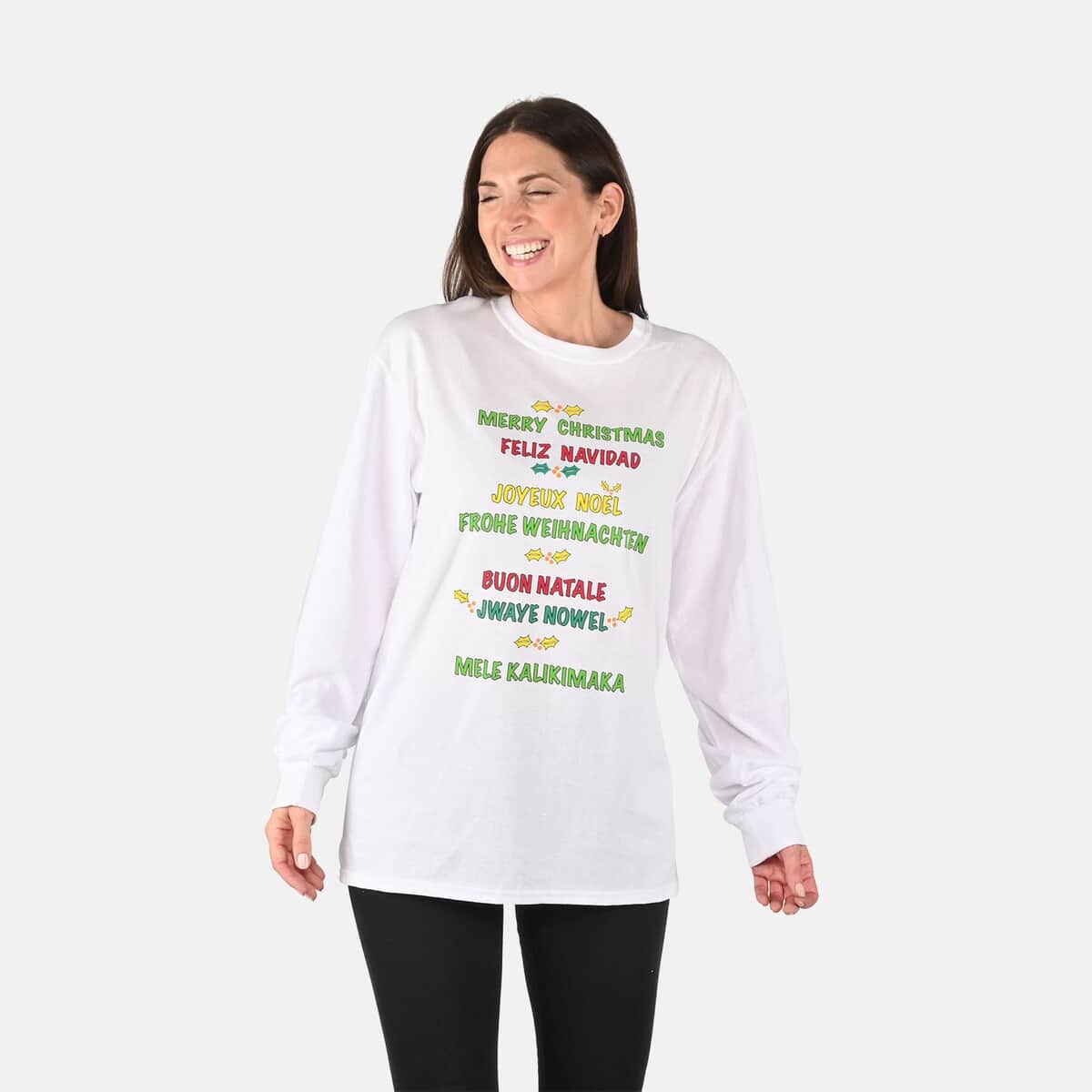 WHOOPI GOLDBERG Holiday Collection Merry Christmas Greetings Long Sleeve Shirt - Medium (MADE IN THE USA) image number 3