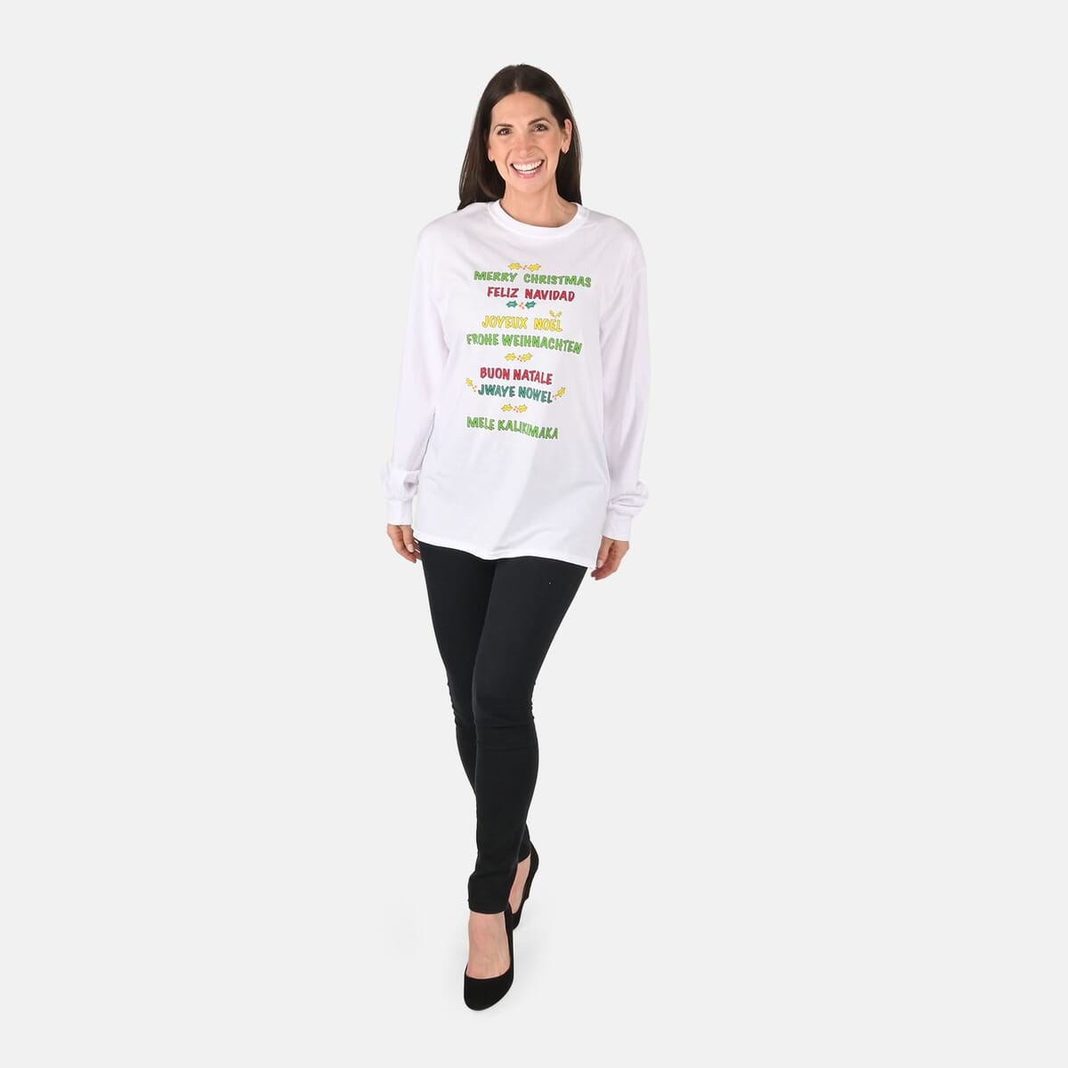 Holiday Collection Merry Christmas Greetings Long Sleeve Shirt - XL  (MADE IN THE USA) image number 0