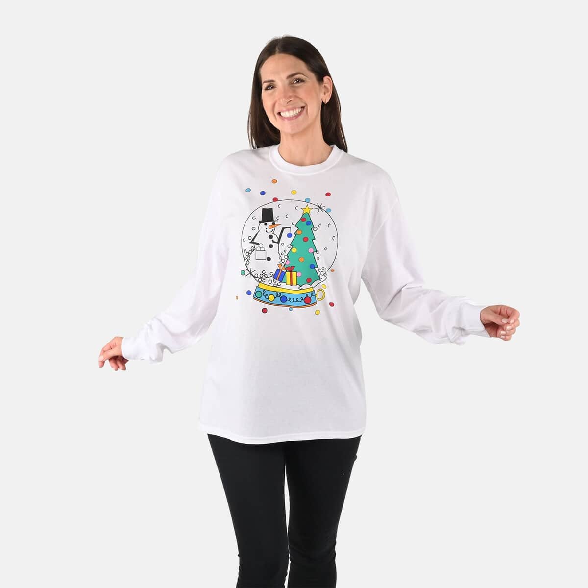 WHOOPI GOLDBERG Holiday Collection Snowman Long Sleeve Shirt - XL  (MADE IN THE USA) image number 3