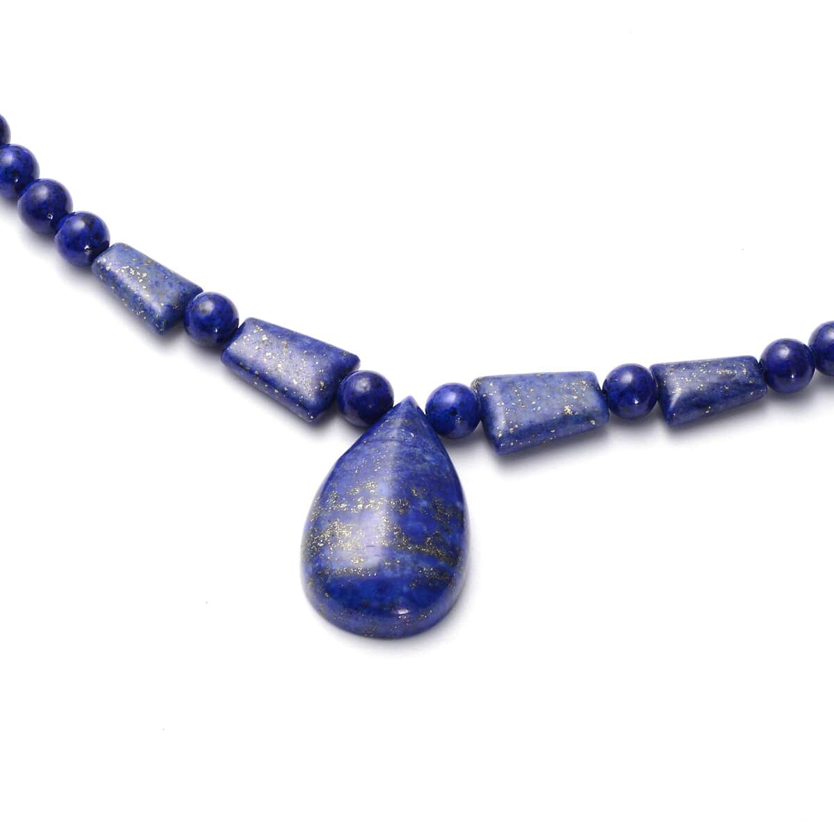 Lapis Lazuli Beaded Tribal Necklace 18-20 Inches in Silvertone 148.00 ctw image number 2