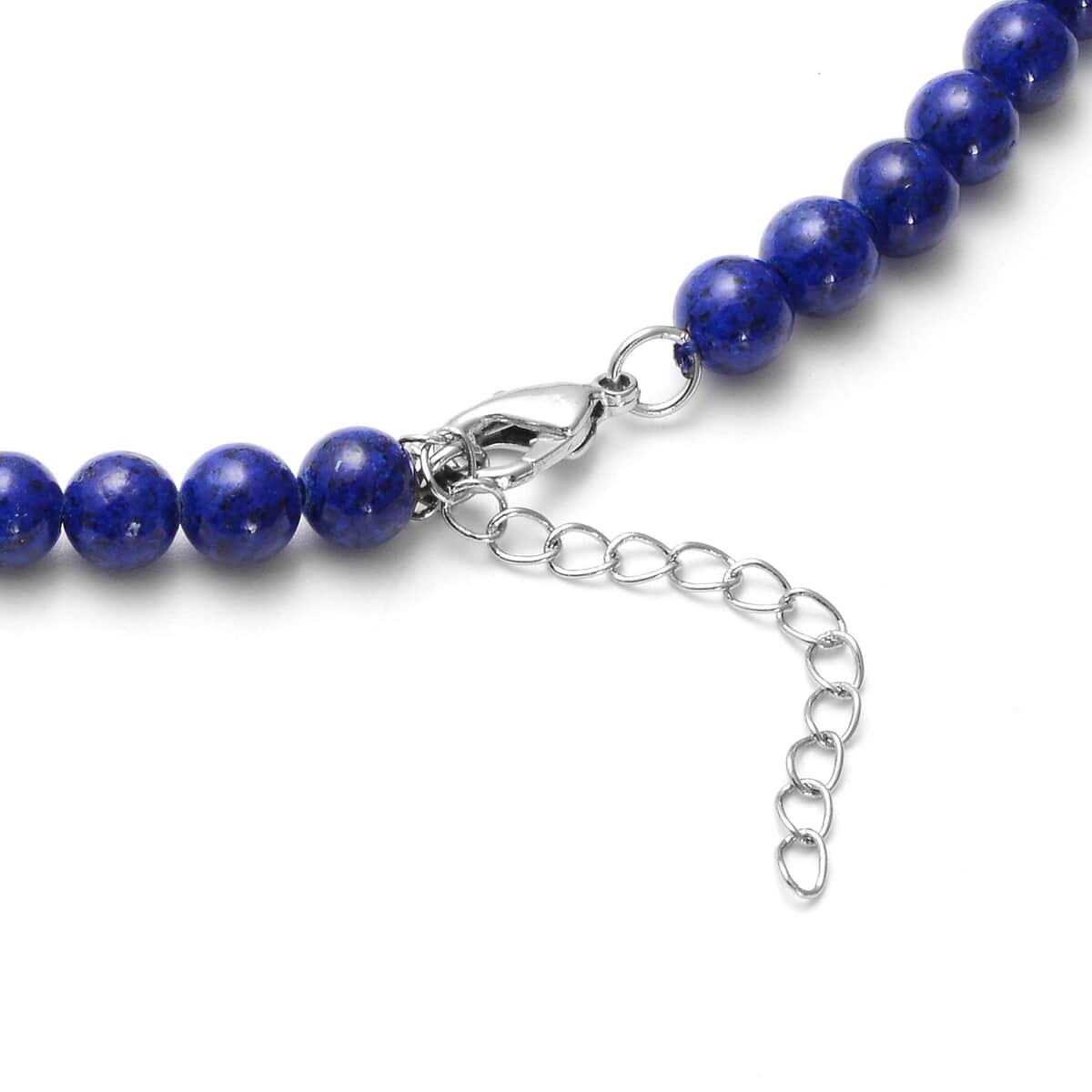 Lapis Lazuli Beaded Tribal Necklace 18-20 Inches in Silvertone 148.00 ctw image number 3