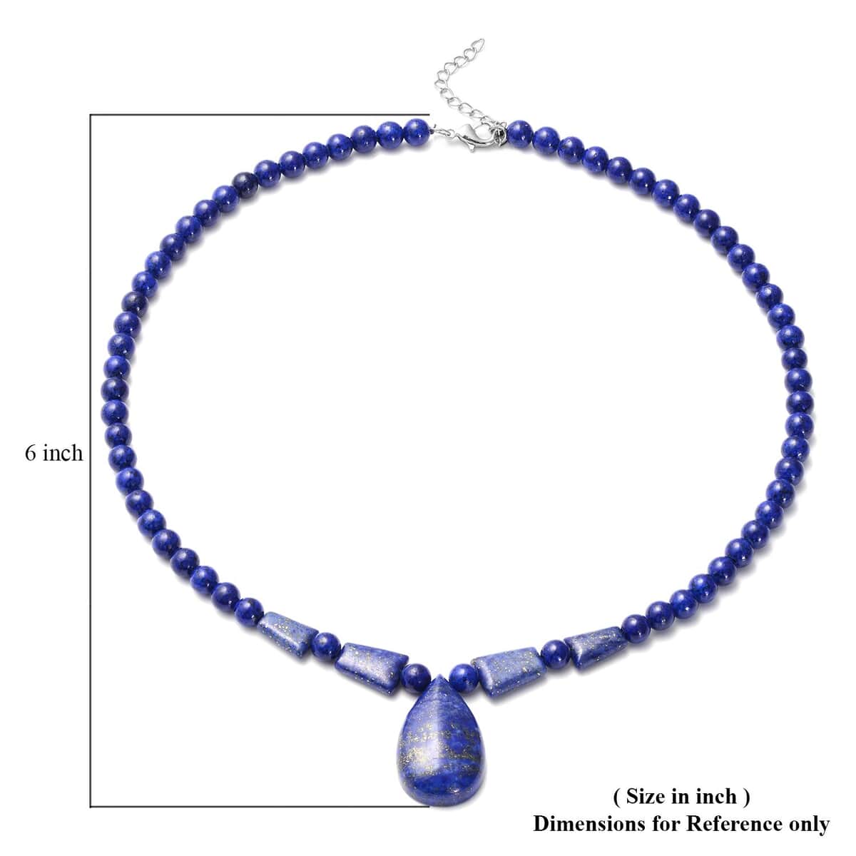 Lapis Lazuli Beaded Tribal Necklace 18-20 Inches in Silvertone 148.00 ctw image number 4