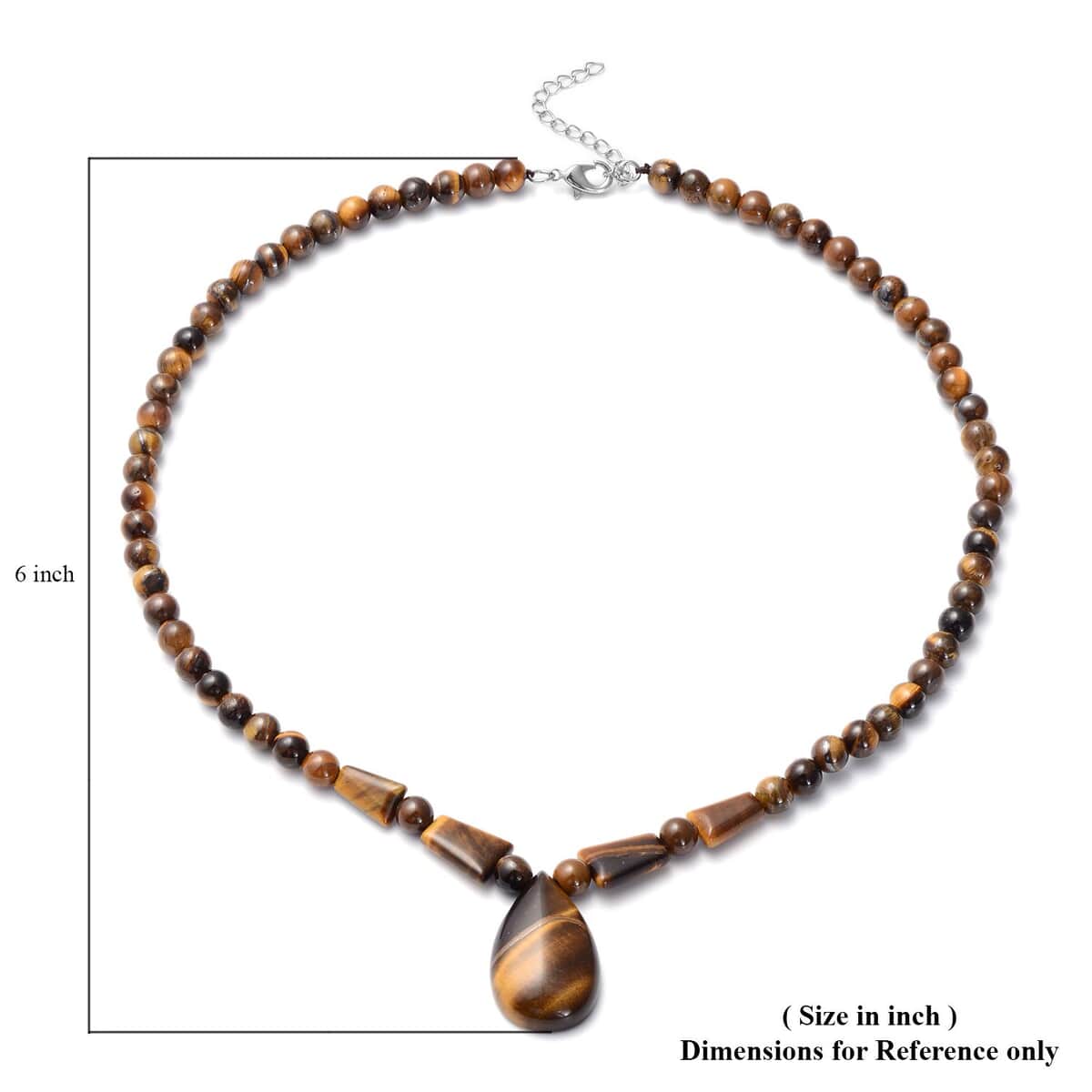 Yellow Tiger's Eye Beaded Tribal Necklace 18-20 Inches in Silvertone 158.50 ctw image number 4