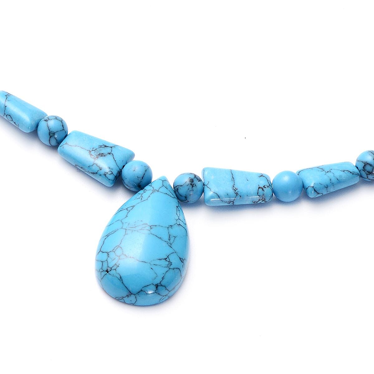 Blue Howlite Beaded Tribal Necklace 18-20 Inches in Silvertone 114.00 ctw image number 2