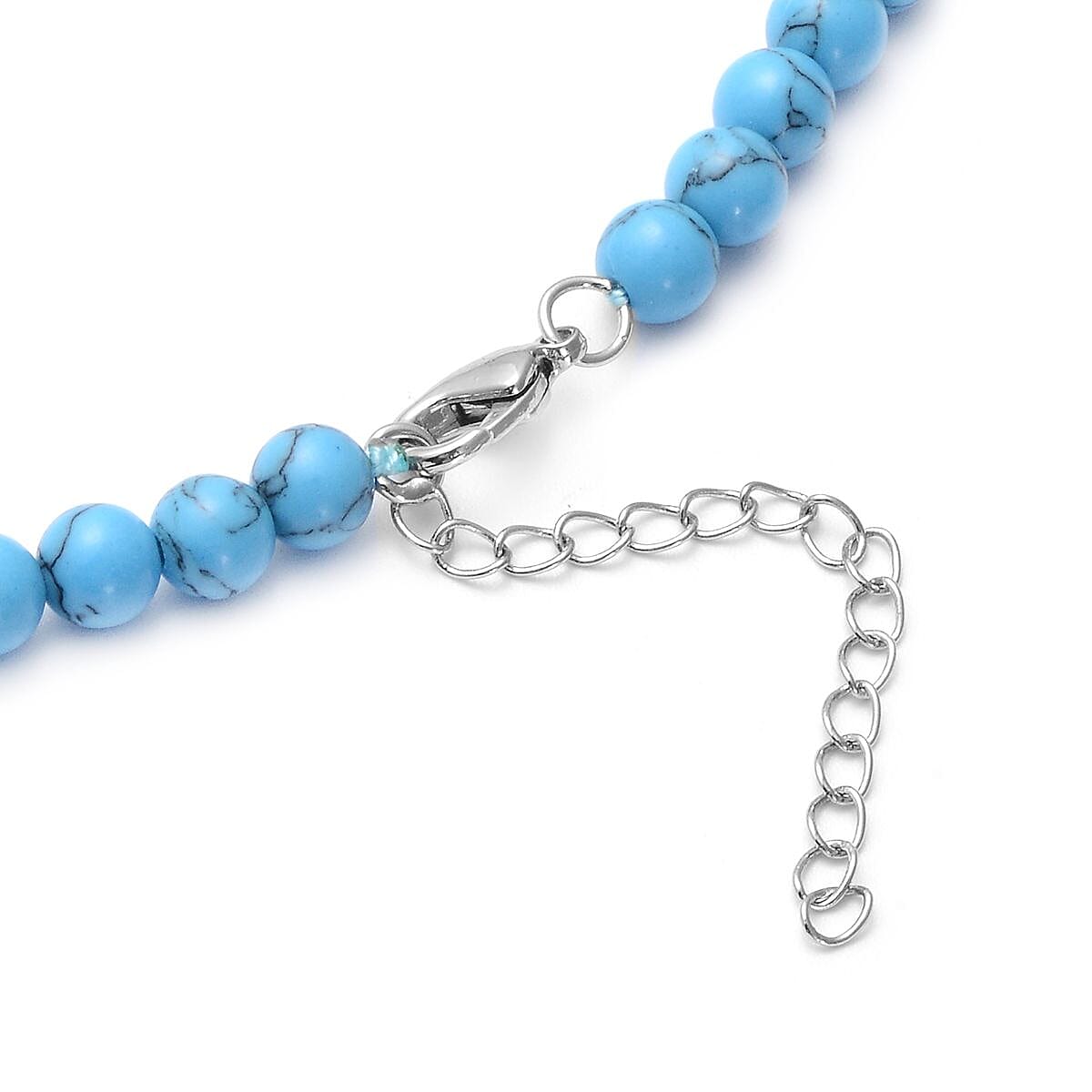 Blue Howlite Beaded Tribal Necklace 18-20 Inches in Silvertone 114.00 ctw image number 3