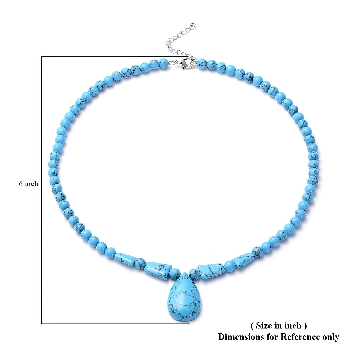 Blue Howlite Beaded Tribal Necklace 18-20 Inches in Silvertone 114.00 ctw image number 4