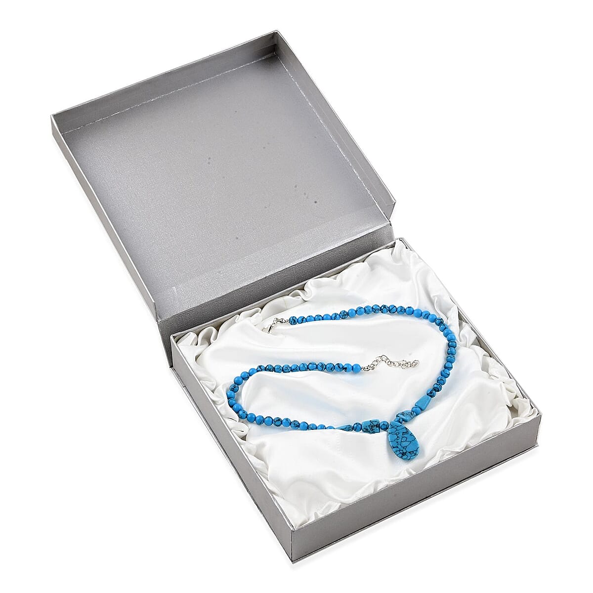 Blue Howlite Beaded Tribal Necklace 18-20 Inches in Silvertone 114.00 ctw image number 5