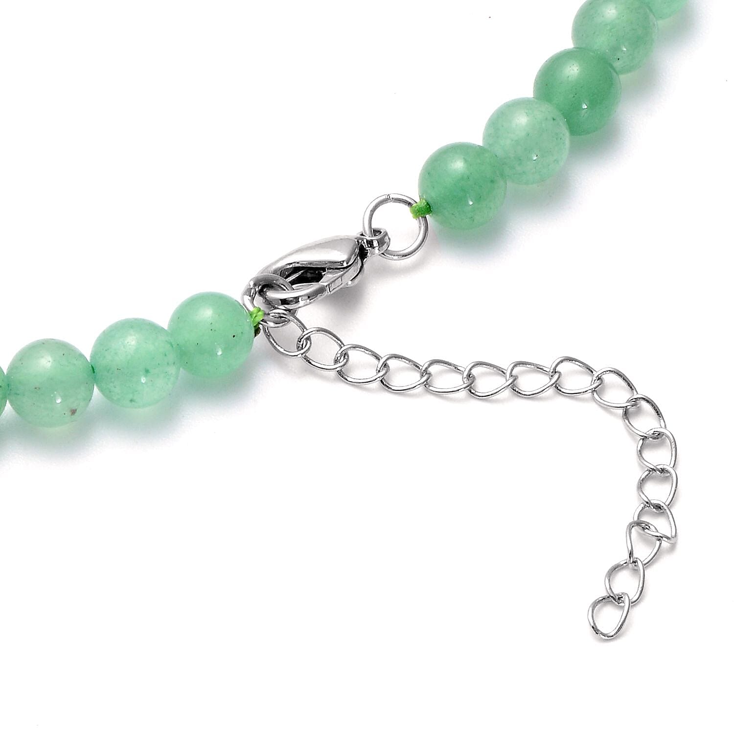 Green Aventurine Beaded Tribal Necklace 18-20 Inches in Silvertone 154.50 ctw