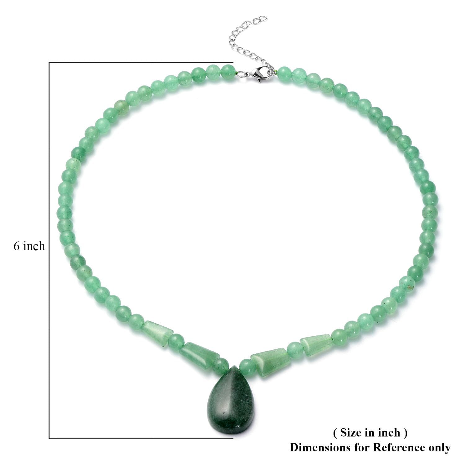 Green Aventurine Beaded Tribal Necklace 18-20 Inches in Silvertone 154.50 ctw