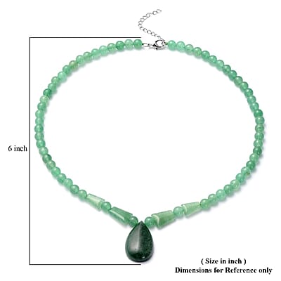 Green Aventurine Beaded Tribal Necklace 18-20 Inches in Silvertone 154.50 ctw