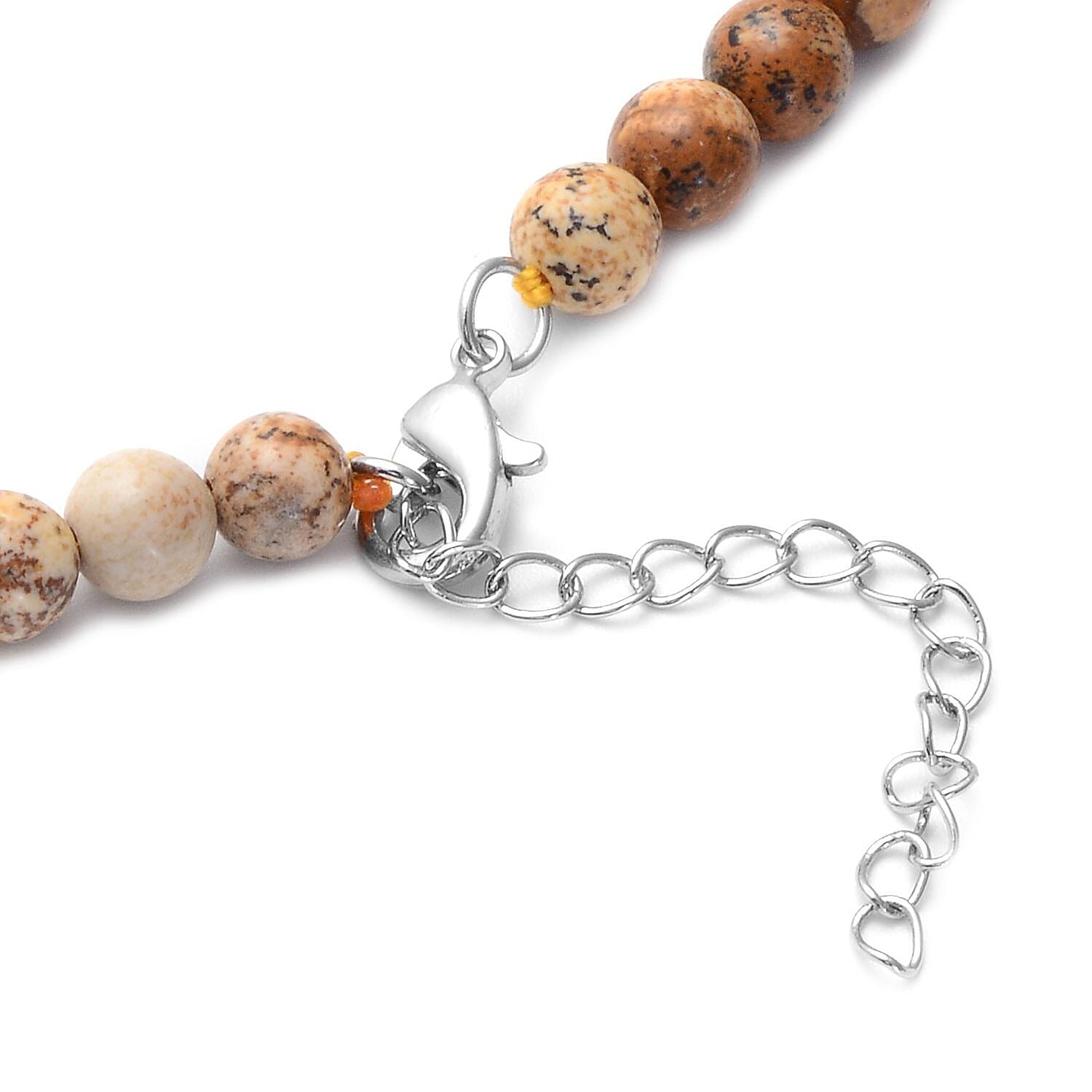Picture Jasper Beaded Tribal Necklace 18-20 Inches in Silvertone 140.00 ctw