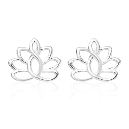 Sterling Silver Lotus Flower Earrings 1.3 Grams image number 0