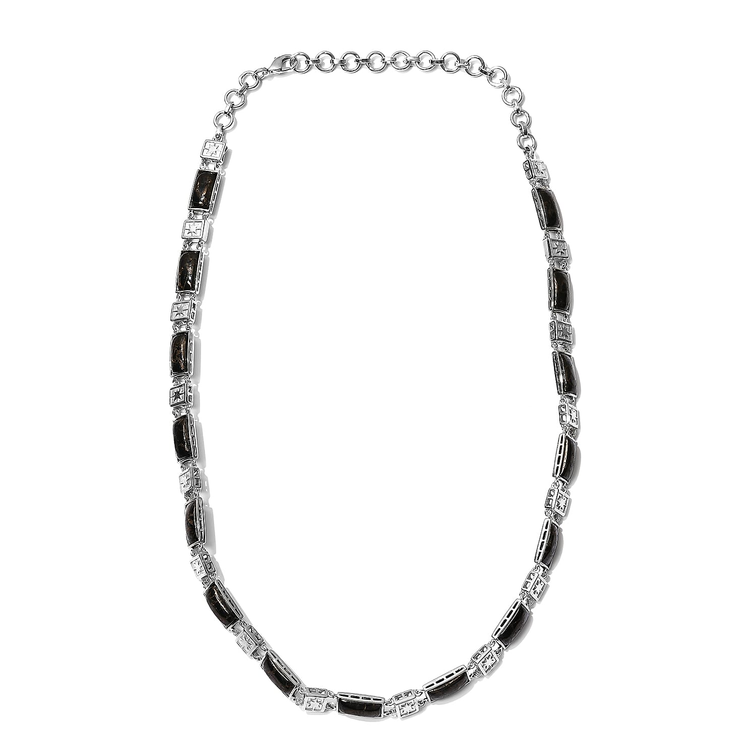 Matrix Silver Shungite Necklace 18 Inches in Platinum Over Copper 27.15 ctw