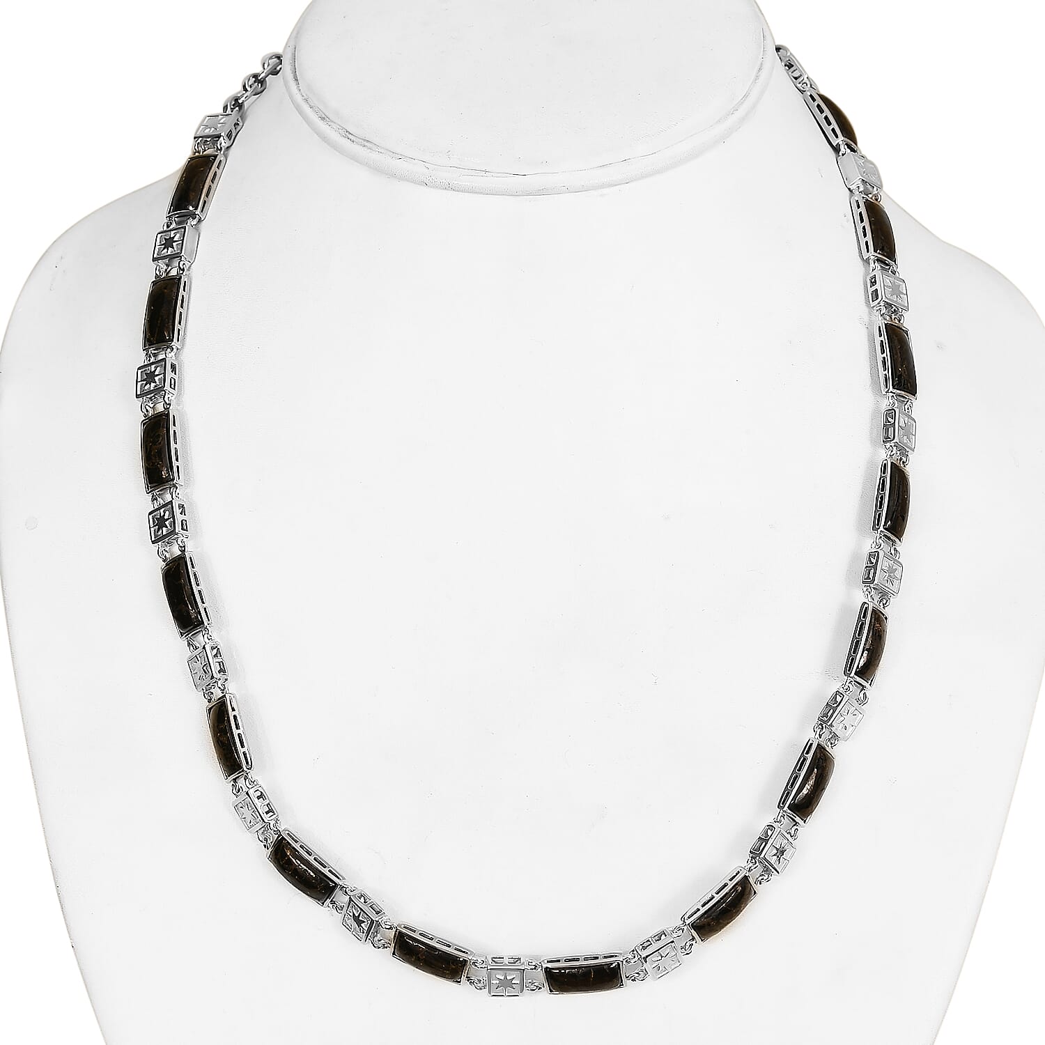 Matrix Silver Shungite Necklace 18 Inches in Platinum Over Copper 27.15 ctw