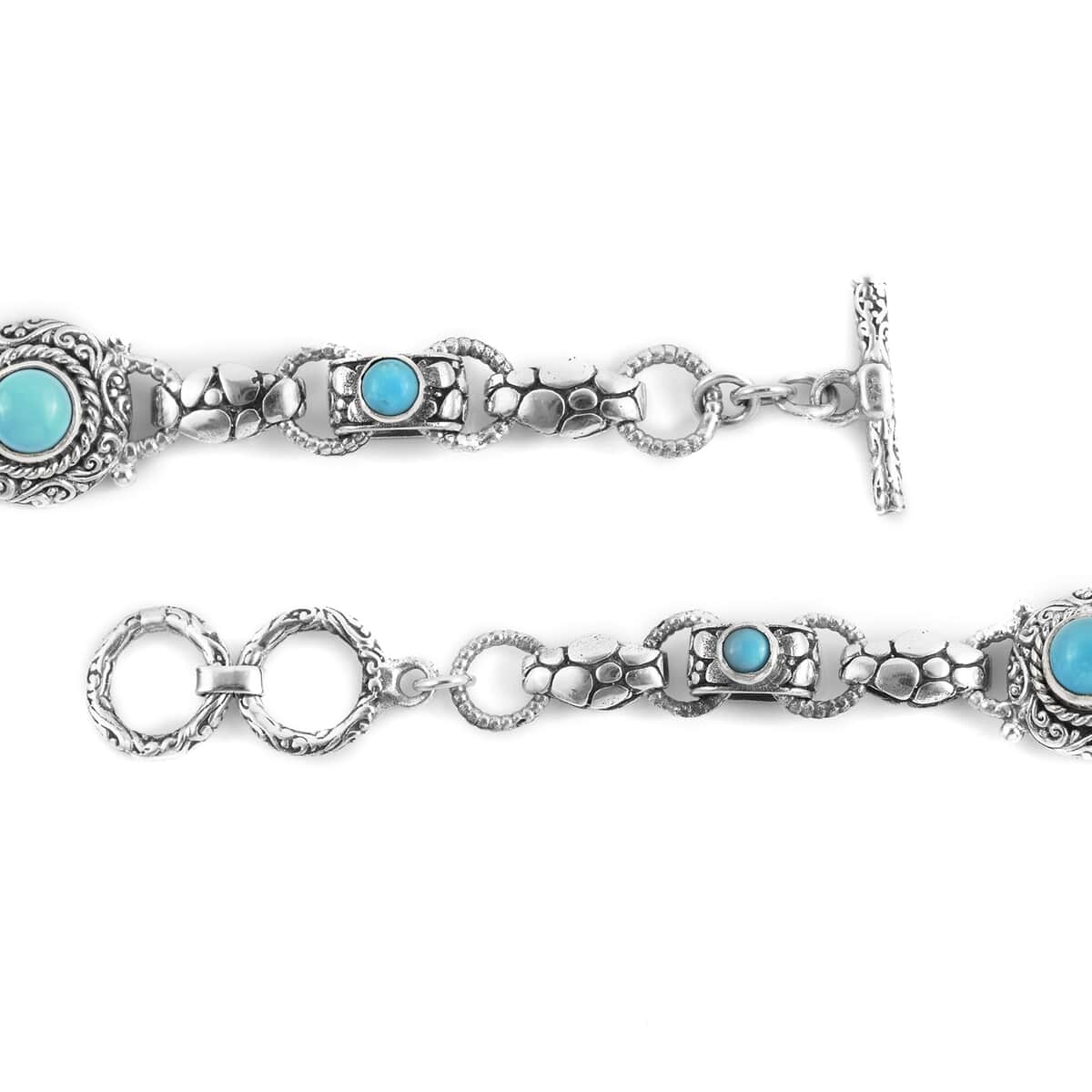 Bali Legacy EON 1962 Sleeping Beauty Turquoise Swiss Movement Bracelet Watch in Sterling Silver 23 Grams 2.00 ctw image number 5