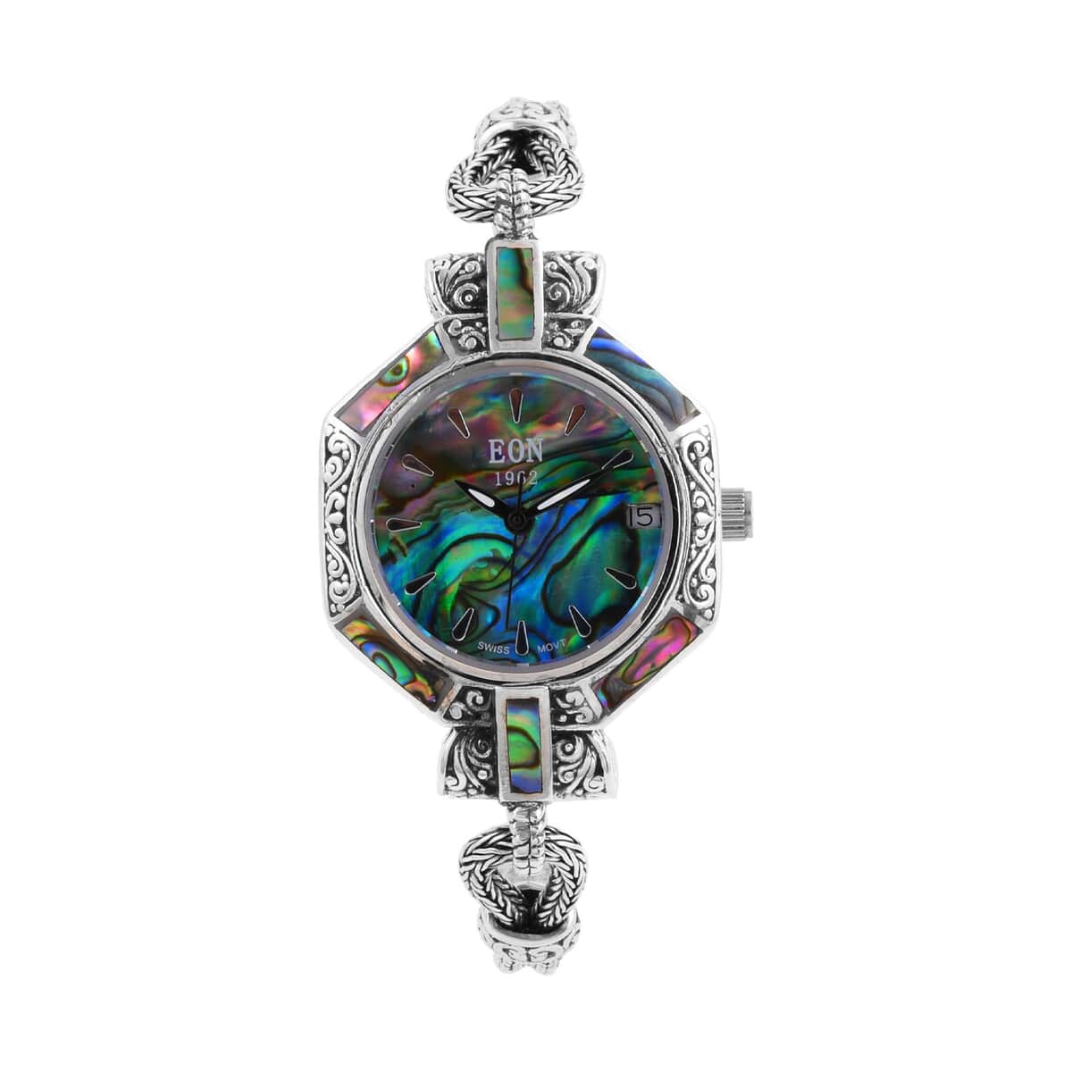 Bali Legacy Eon 1962 Abalone Shell Swiss Movement Sterling Silver Bracelet Watch (7.50-8.00 In) (26mm) image number 0