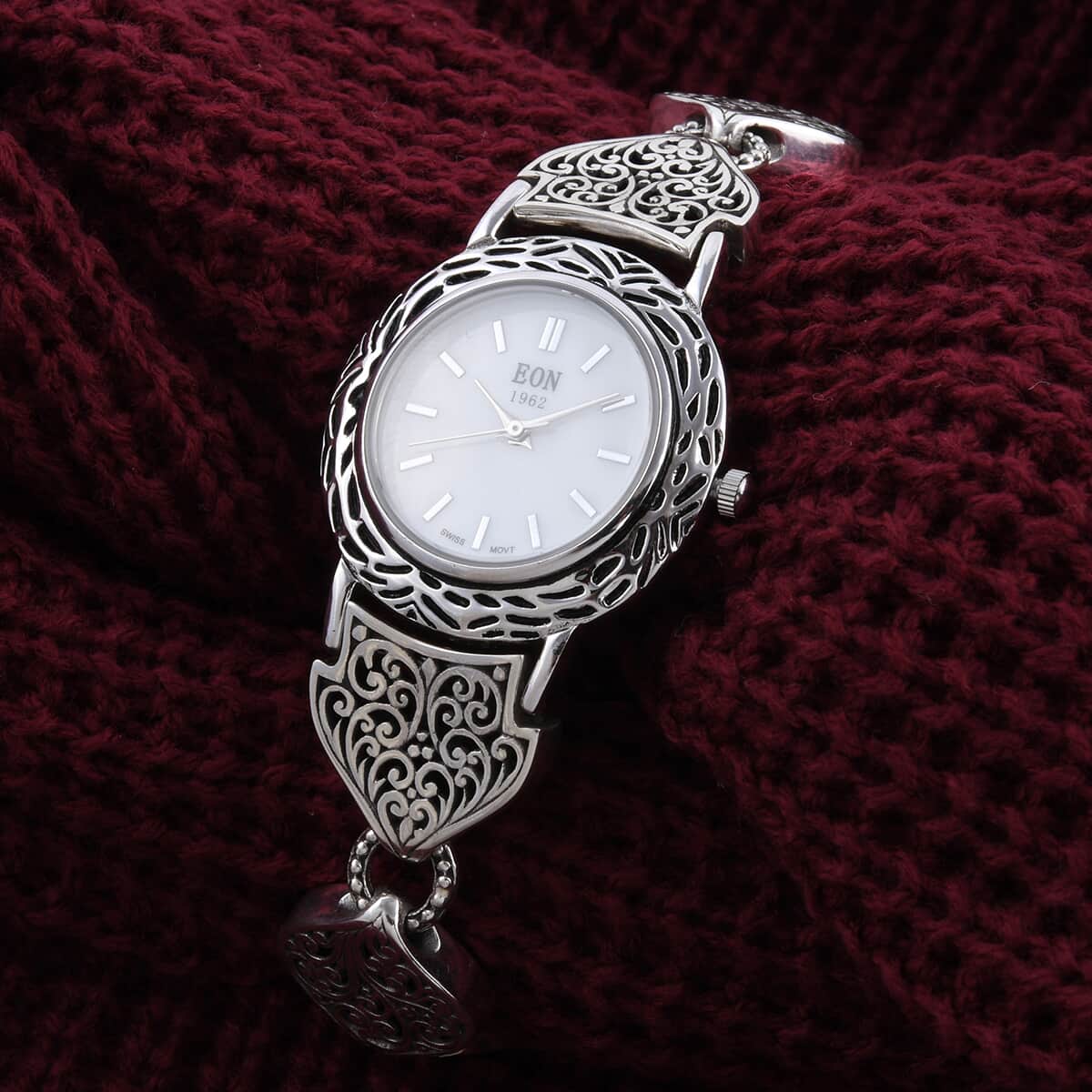 Bali LegacyEon 1962 Swiss Movement Bracelet Watch with MOP Dial in Sterling Silver (7.50 in) image number 1