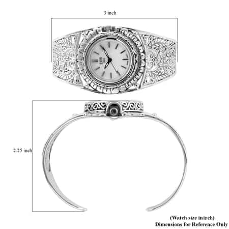 Bali Legacy Eon 1962 Swiss Movement Cuff Bracelet Watch in Sterling Silver (7.50 in) 49.50 Grams image number 5
