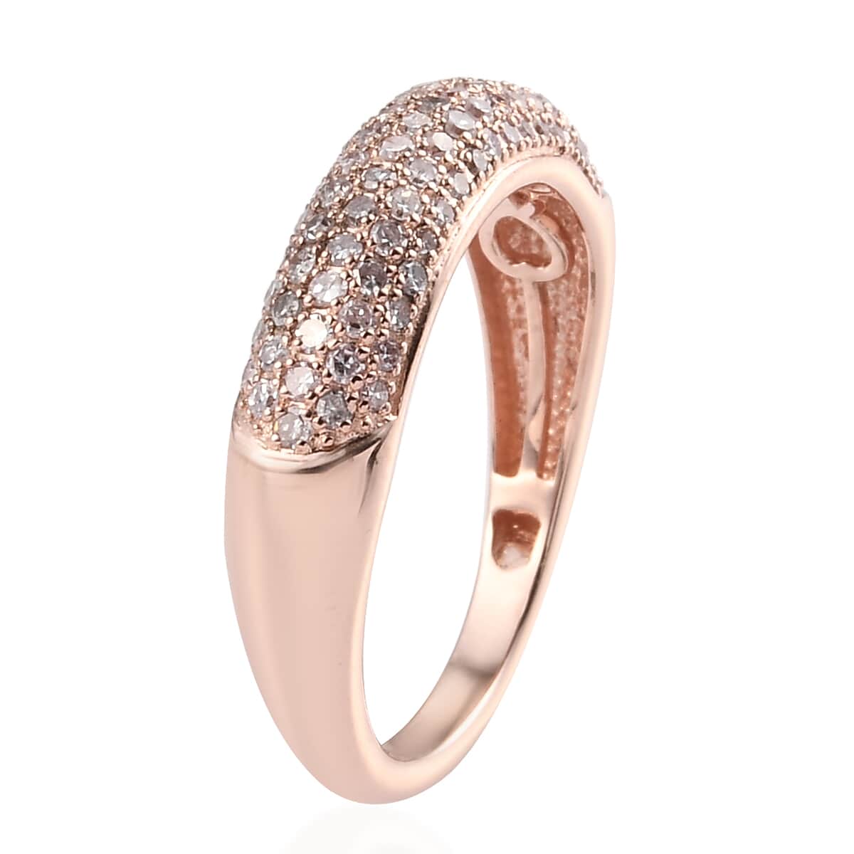 DOORBUSTER Natural Pink Diamond (G-H, I3) Band Ring in Vermeil RG Over Sterling Silver 0.50 ctw image number 3