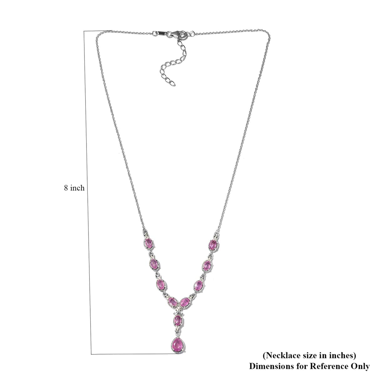 Ilakaka Hot Pink Sapphire (FF) and Zircon Necklace 18 Inches in Platinum Over Sterling Silver 9 Grams 7.10 ctw image number 5