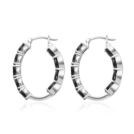 18 x 4mm 925 Sterling Silver Hoop Earrings, Oxidized BLACK.
