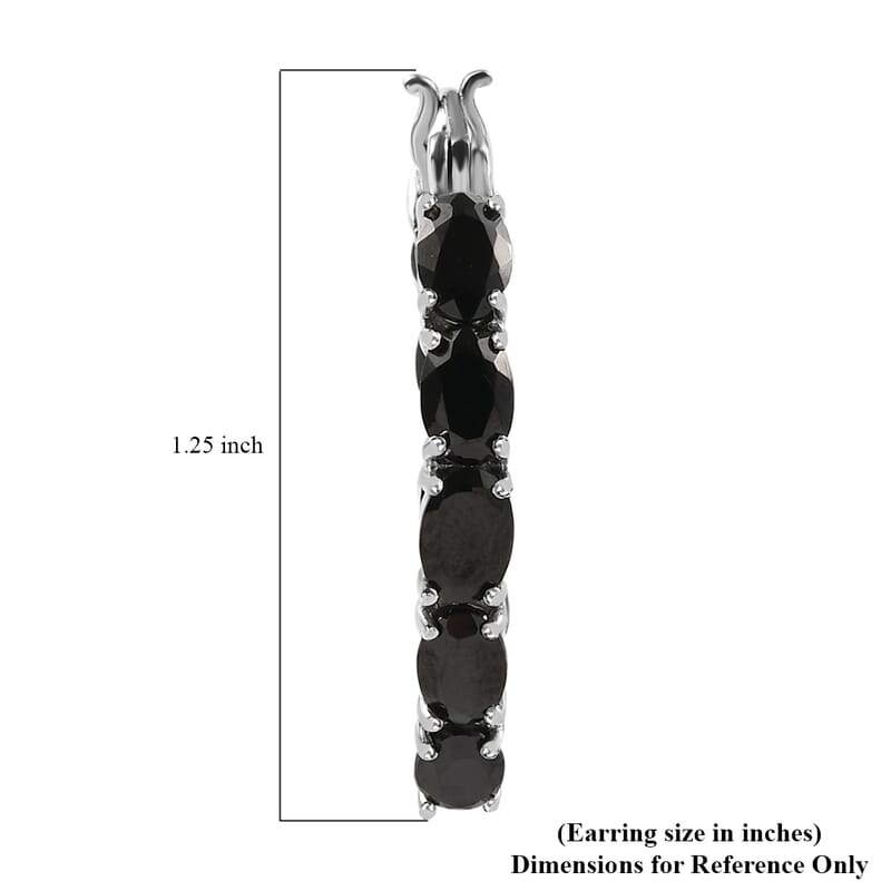 D'Joy Elite Shungite Hoop Earrings, Shungite Hoops, Sterling Silver Hoop Earrings, Silver Hoops, Latch Back Hoops, Hoops For Women 4.25 ctw