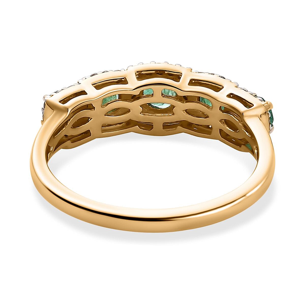 AAA Kagem Zambian Emerald and Moissanite 1.44 ctw Ring in 9K Yellow Gold (Size 9.0)